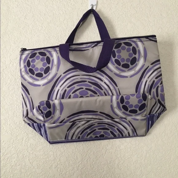 Thirty-One Thermal Tote Used Purple/White/Gray - Picture 2 of 4